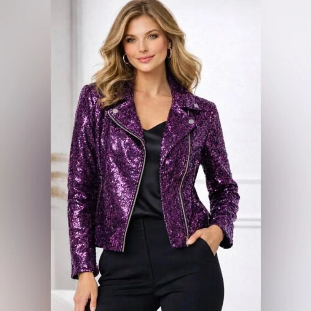 Sequin Purple Moto Jacket NWT 🌴